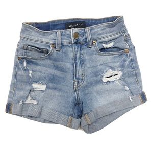 Aeropostale Flex Effects High Waist Distressed Shorts Light Wash Sz 00
